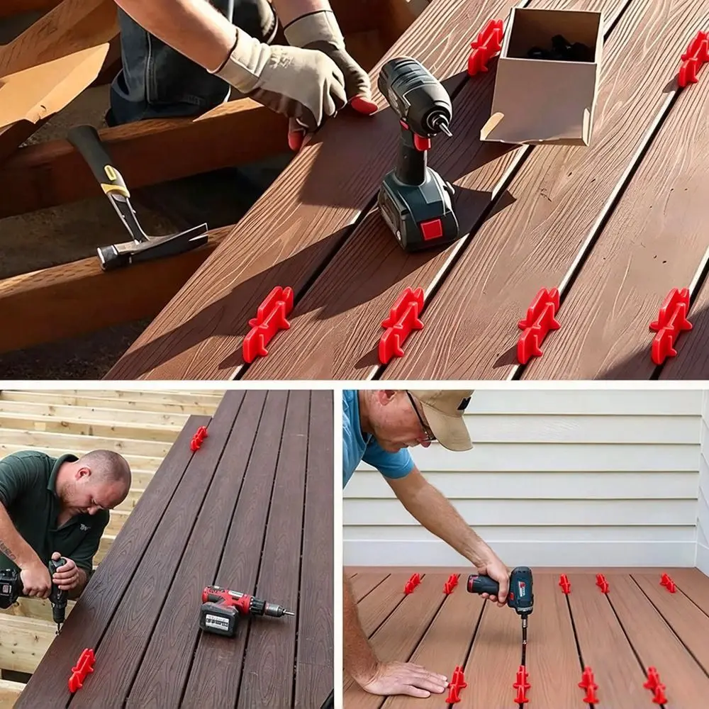 24pcs Durable ABS Deck Spacer Ergonomic Rounded Corners Deck Board Spacer Deck Board Spacing Tool Composite Decking