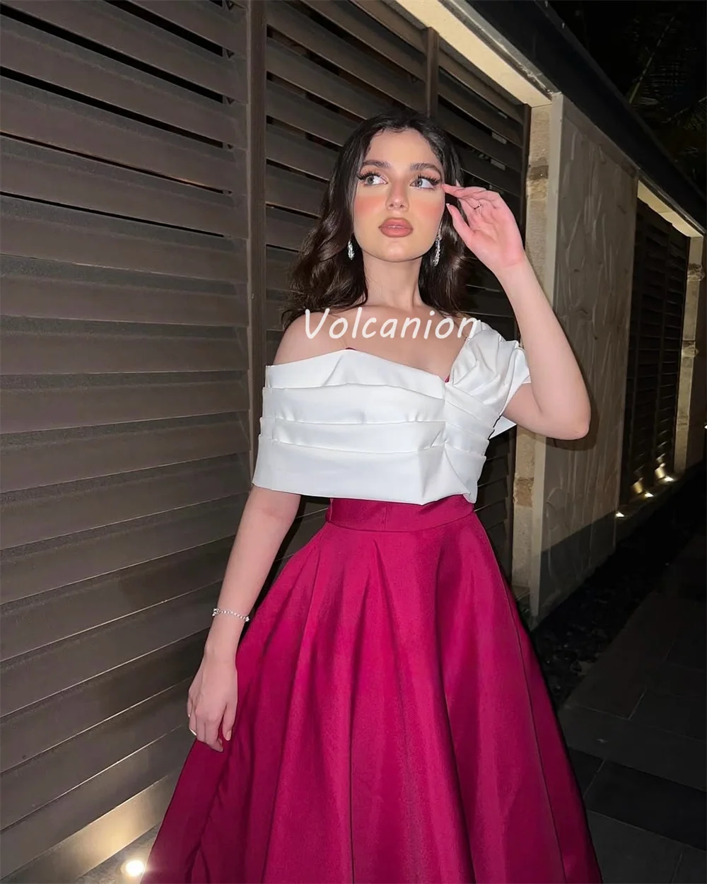 Customized Fashion Exquisite Charmeuse Draped Pleat A-line Off-the-shoulder Ankle Length Dresses Bespoke Occasion Dresses Formal