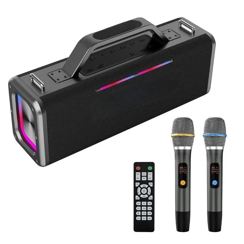 200W Deep Bass Subwoofer Speaker | Portable Loud Sound with Karaoke Microphones for Outdoor Party Live Broadcast
