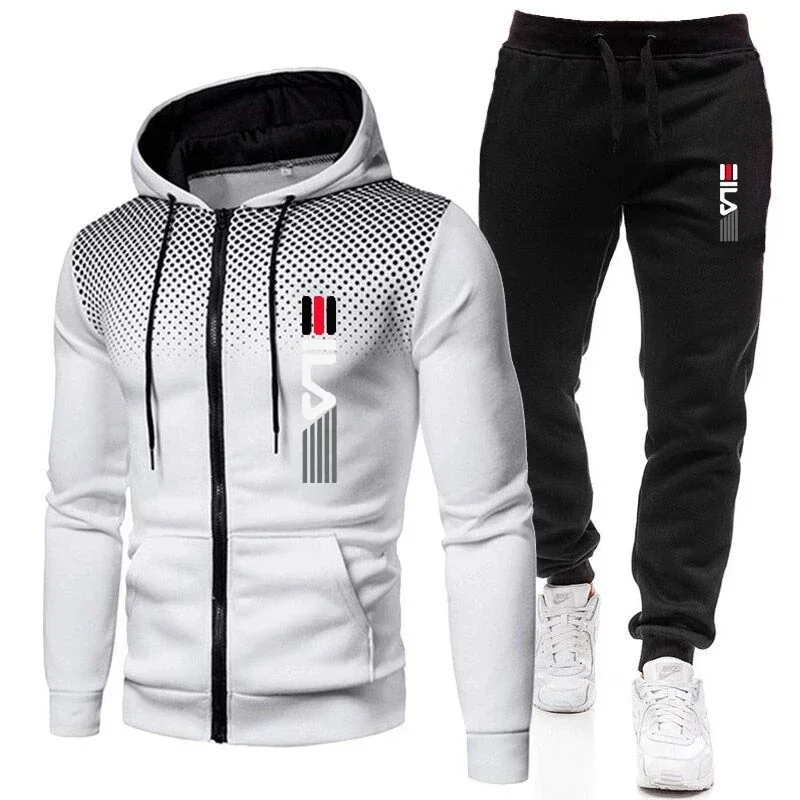 Men's Spring and Autumn 2025 hooded zipper jacket and trousers, outdoor sportswear, jogging, hot, new, 2-piece set