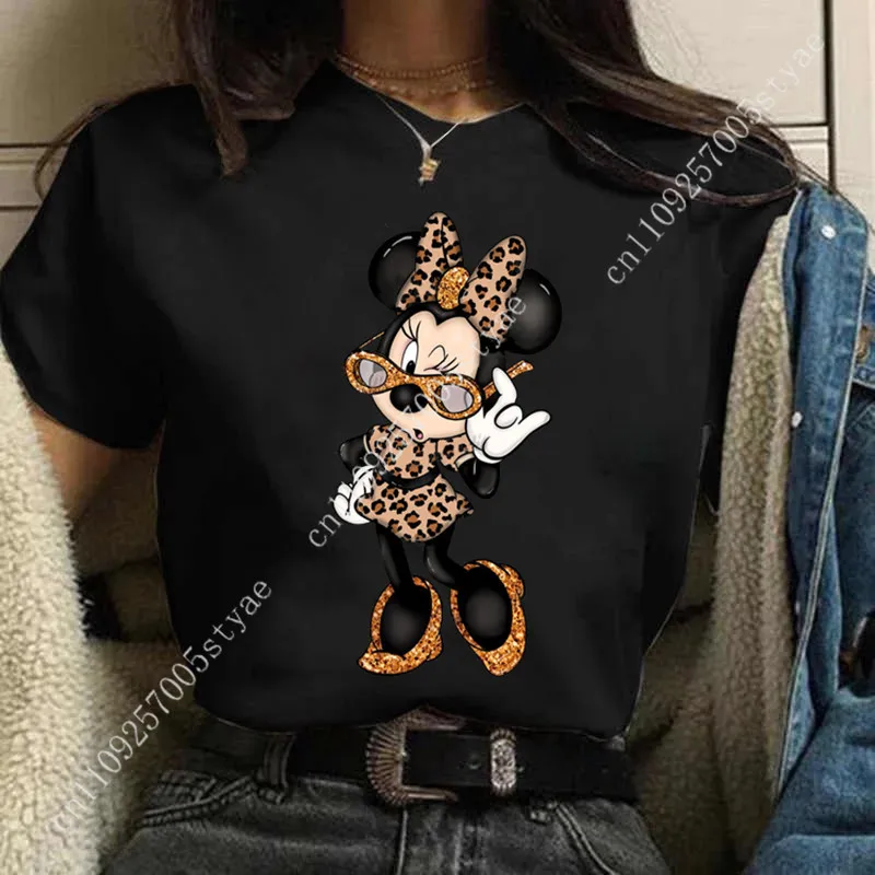 

Fashion y2k Minnie Mouse Disney T-shirt Women's Clothing Short Sleeve Tops Minnie Casual Kawaii T Shirts Clothes