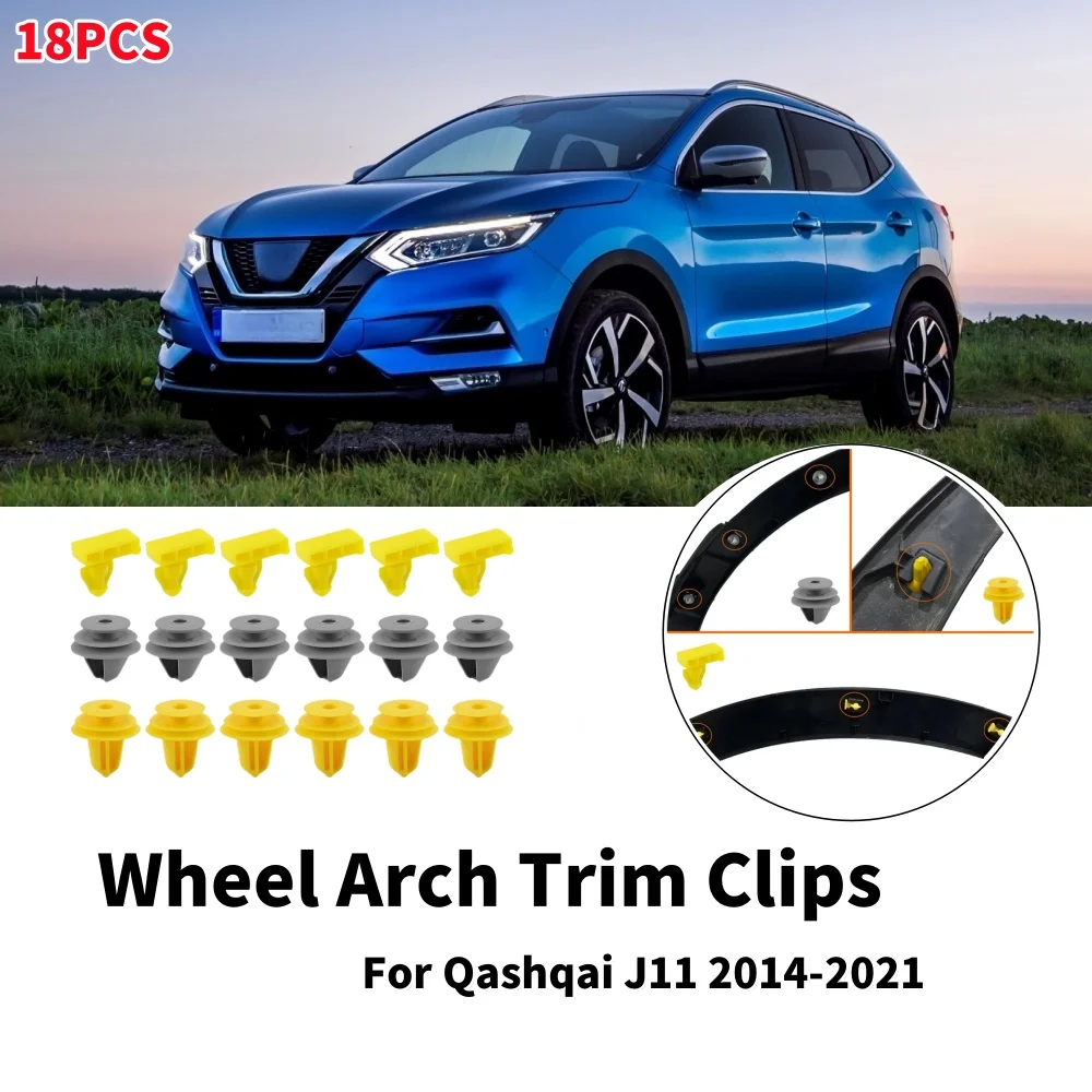 

18Pcs Front Wheel Arch Trim Clips Car Exterior Flare Horn Fastener Clip Accessories 84953JA00A For Nissan Qashqai J11 2014-2021