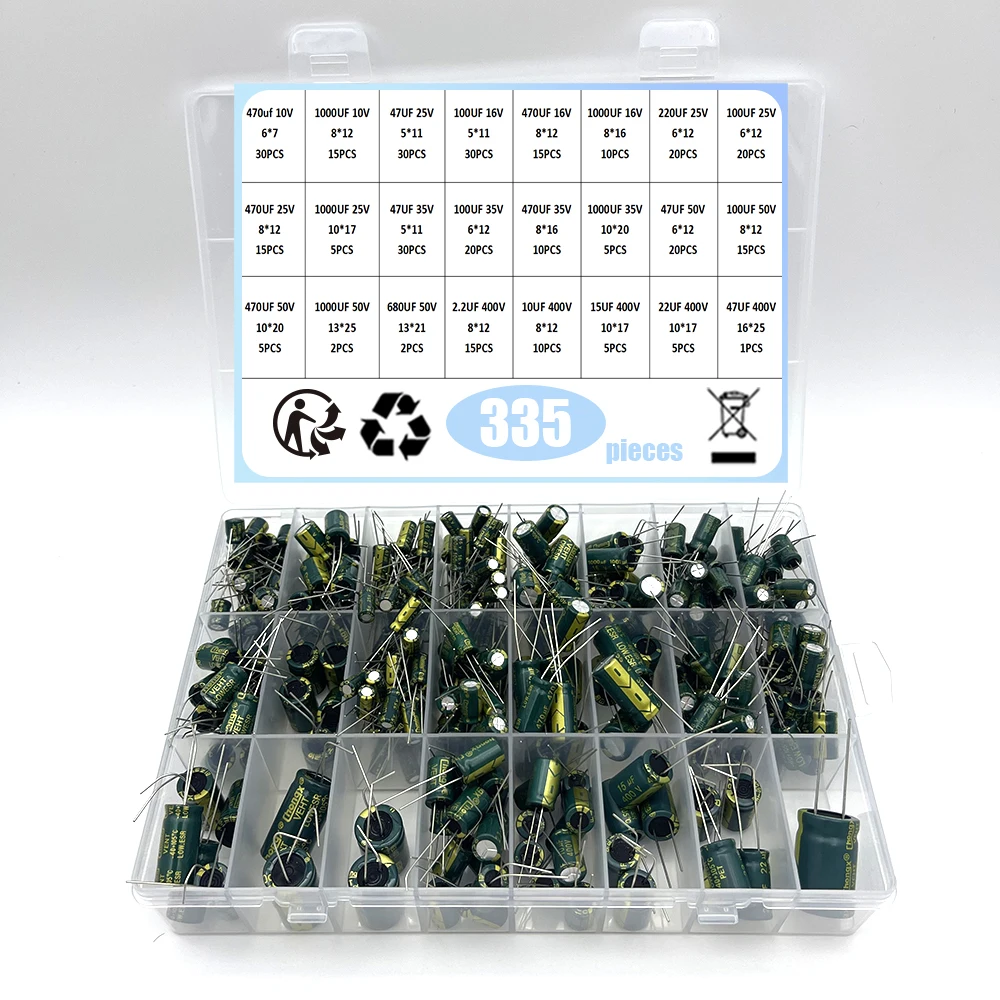 15/24/36 Variants of Green High-Frequency Direct Electrical Aluminum Electrolytic Capacitor Kit with Common Specifications for 6