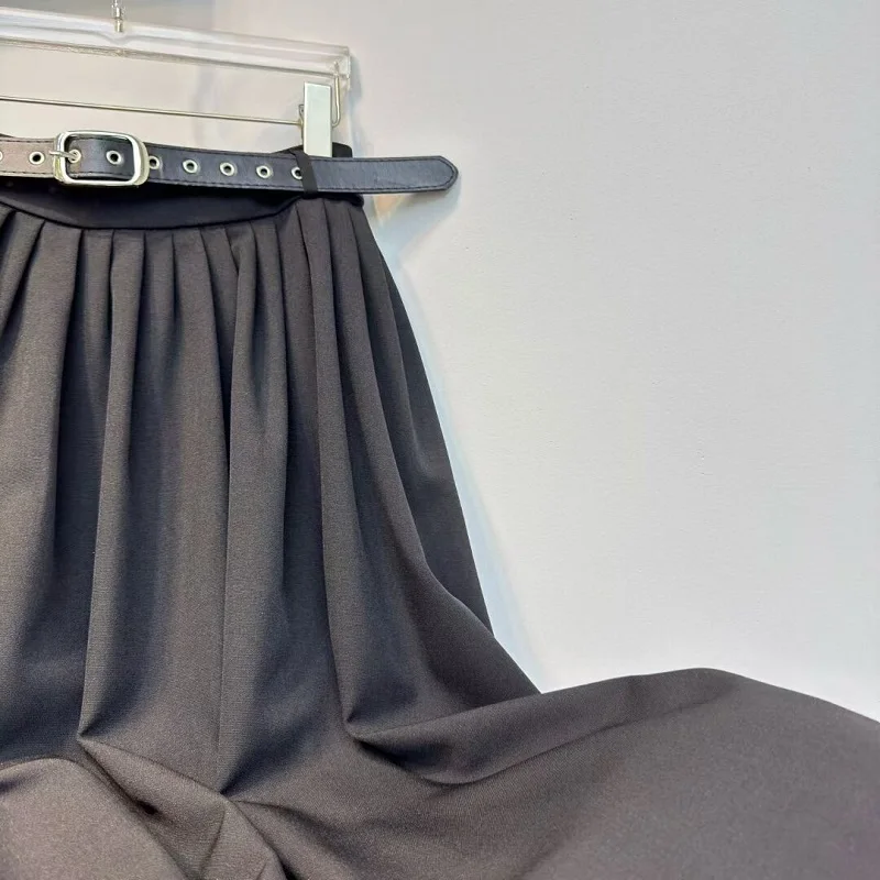 Alta qualidade novas saias longas 2025 outono designer moda feminina cinto deco cintura alta longo maxi festa preto cinza saia roupas