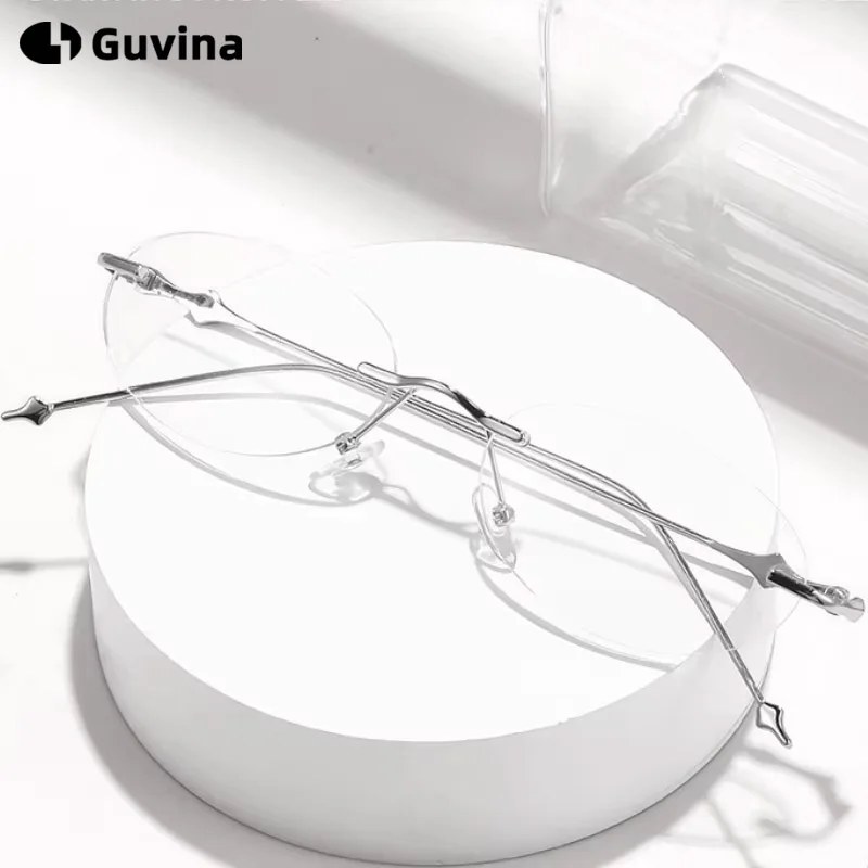 

Guvina овальные оптические простые очки без оправы для женщин, модные женские очки с блокировкой синего света, серебряные, золотые, со звездами, аксессуары, очки