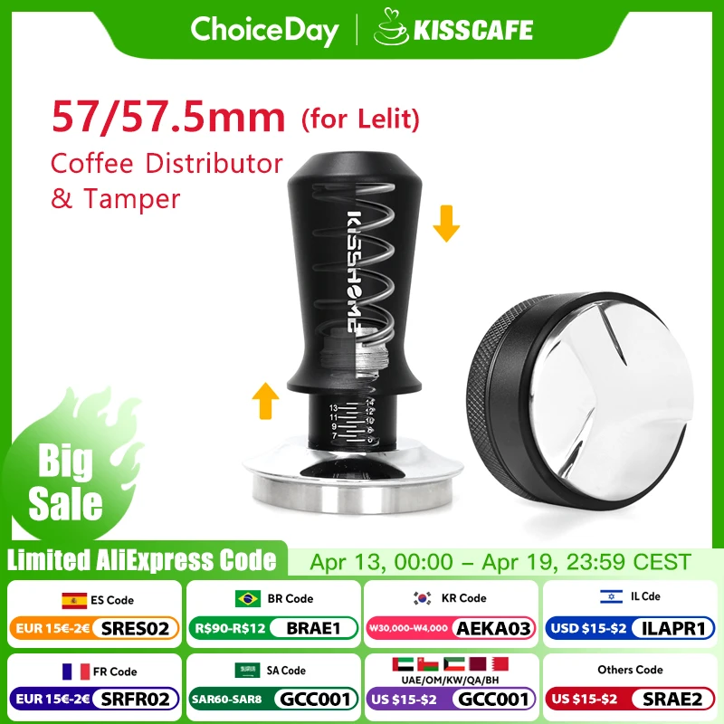 Coffee Tamper 57mm 57.5mm Distributor Tamping Station Constant Pressure 30Lbs For Lelit Anna Espresso Accessories Barista Tools