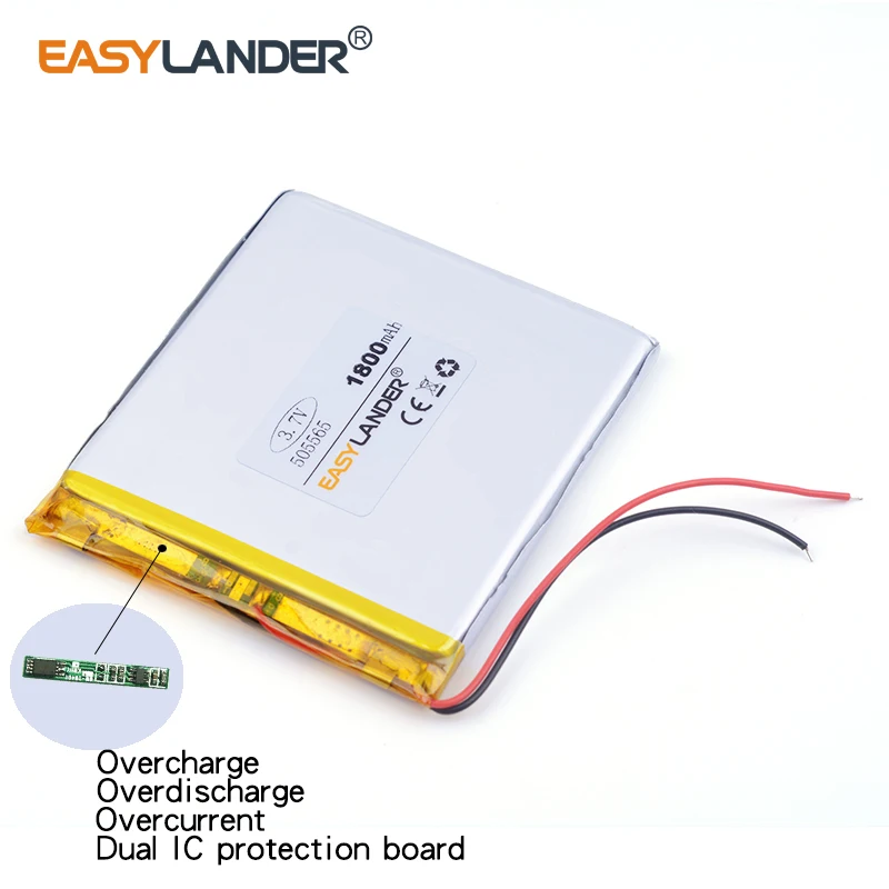 3.7 فولت 1800 مللي أمبير 505565   بطارية ليثيوم أيون ليثيوم بوليمر قابلة لإعادة الشحن لـ Mp3 MP4 MP5 GPS PSP بلوتوث المحمول