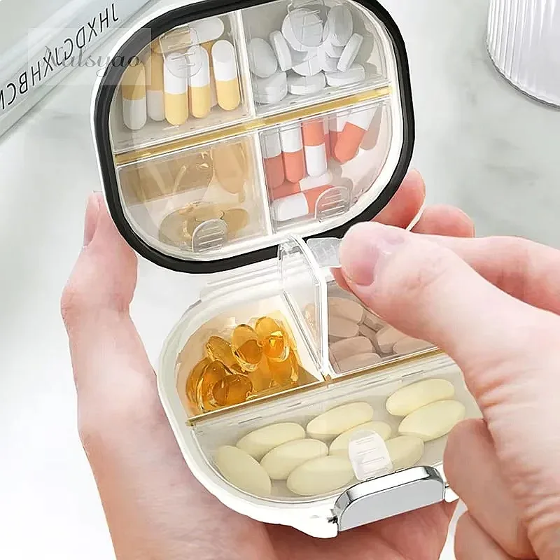 Mini Portable Pill Box 7 Day Travel Weekly Organizer Multi Grid Split Pills Tablets Sealed Storage Container