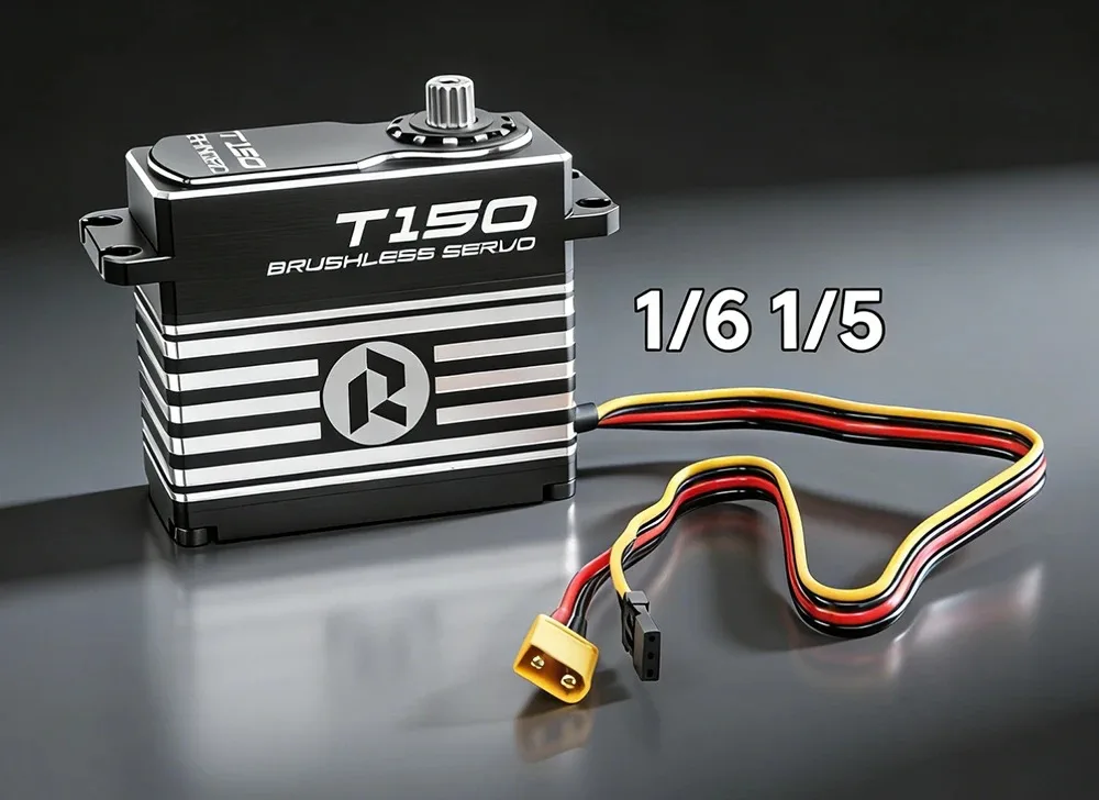 RhinoRC T150 Brushless Servo 158KG 2196oz-in 0.10s Steel Gears 7-17V High Torque RC Car Crawler SCX10 TRX4 MOA