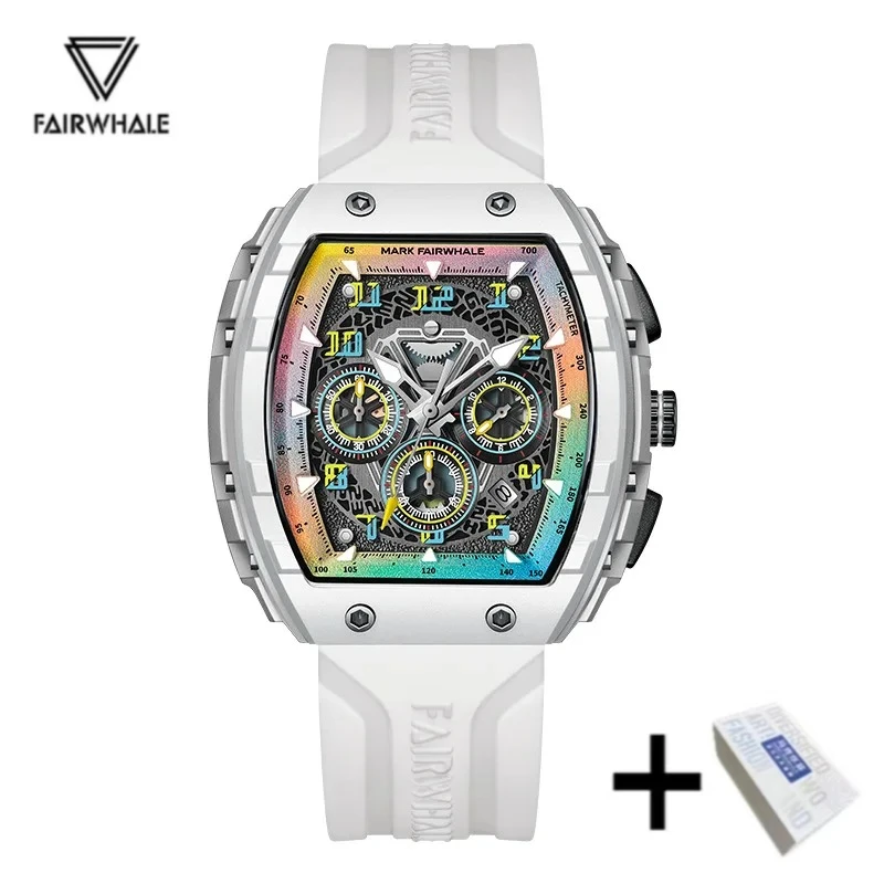 

Mark Fairwhale 5001 Men's Fashion Watch Casual Rubber Strap Quartz Dial Night Light Waterproof Watches for Man Reloj Hombre
