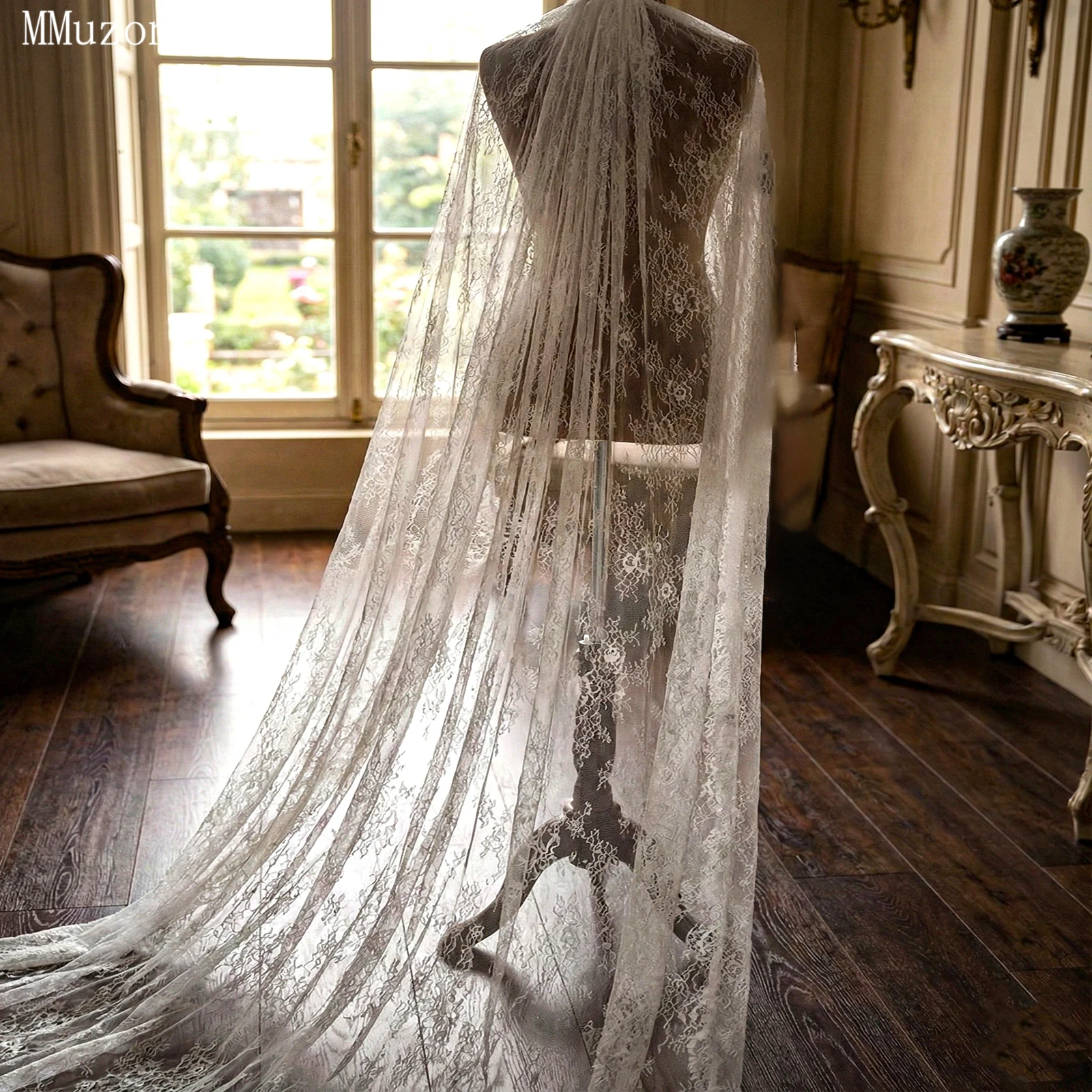 

Свадебная фата TOPQUEEN Royal Elegant из мягкого кружева, однослойная, в стиле катедральный, с возможностью индивидуального заказа, V306