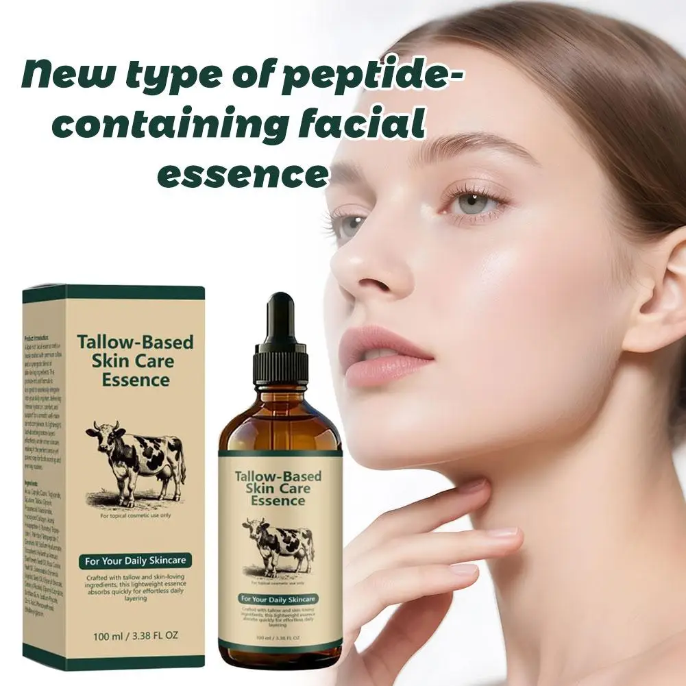 

100ml Tallow Based Peptide Face Essence, Gentle Anti Aging Facial Serum, Deep Hydrating Soothing Moisturizer Daily Skin Care