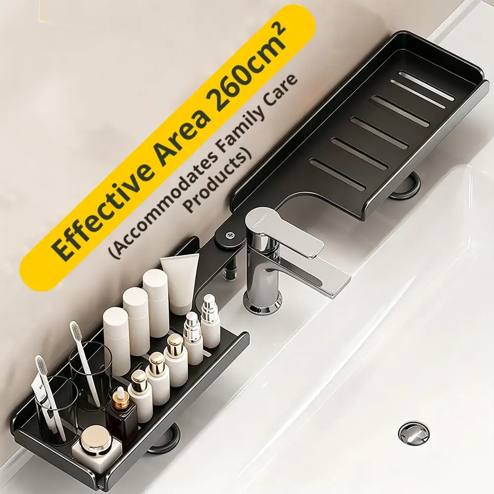 Faltbares Eckregal für Badezimmer, Wasserableitung, einfaches Regal für Armaturen, universeller Organizer ohne Bohren, Waschtisch-Aufbewahrung – Detail 9