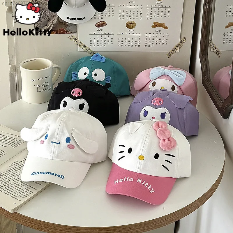 

Sanrio Hello Kitty Kuromi Duckbill Caps for Kids Embroidered 3D Cute Cartoon Children's Sun Protection And UV Protection Hat