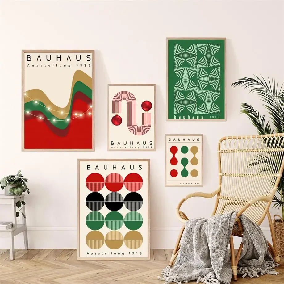 Colorful Abstract Bauhaus Mid Century Modern Nordic Posters And Prints Wall Art Canvas Painting Wall Pictures Living Room Decor