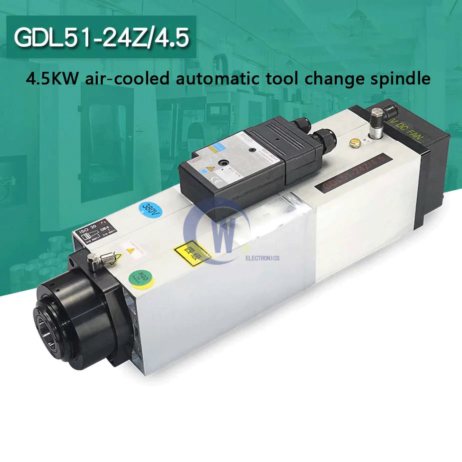 

GDL51-30-24Z/4.5 High speed 24000rpm ATC Spindle Motor 380V 4.5kw ISO30 Air Cooled Spindle Motor 800HZ