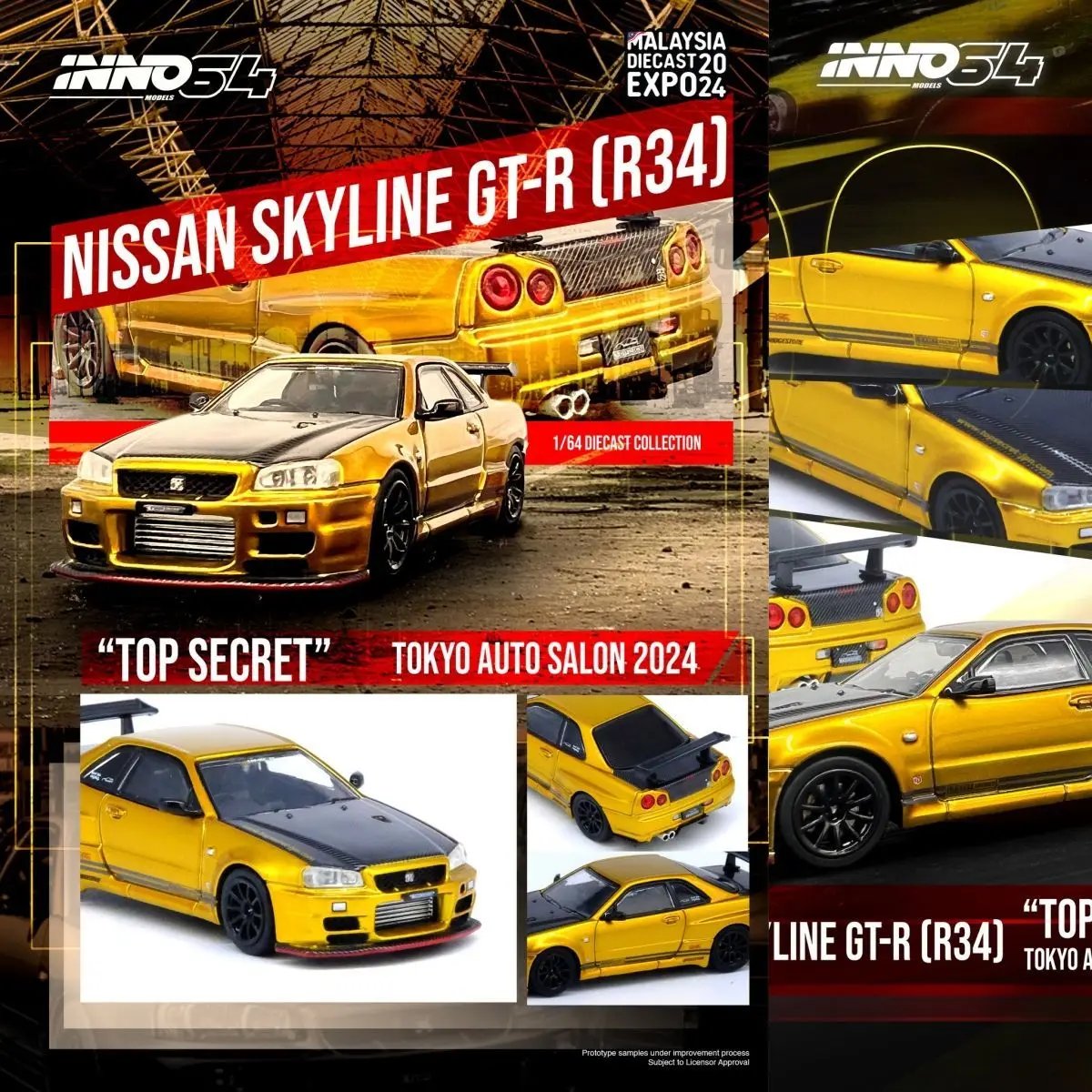 1:64 INNO Nissan GTR R34 R35 Malaysia Limited TOP SECRET Alloy Model