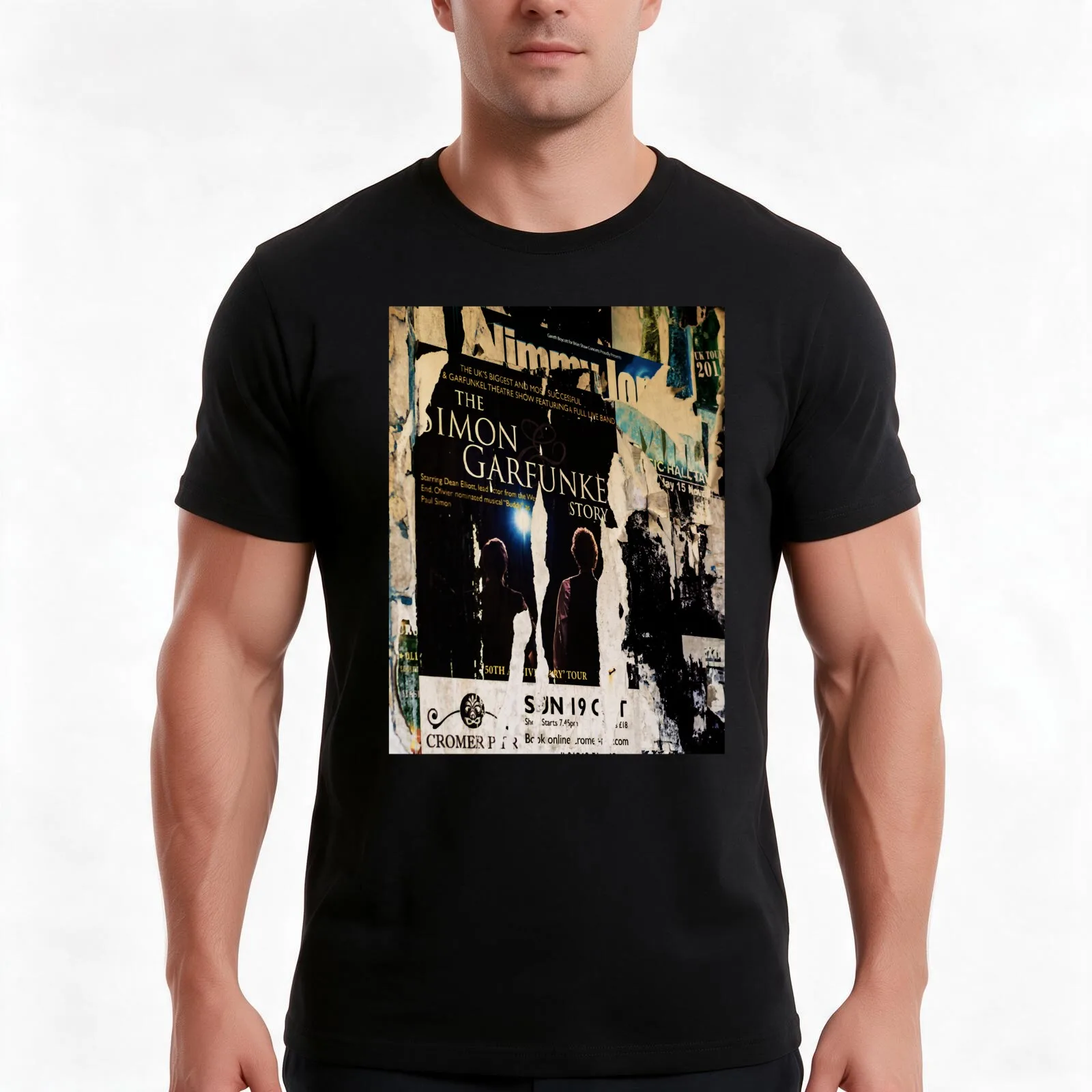 Simon and Garfunkel T-Shirt, Summer Casual Cotton Tee, Oversized Streetwear Tops, Vintage Graphic Print, Loose Fit Short Sleeve