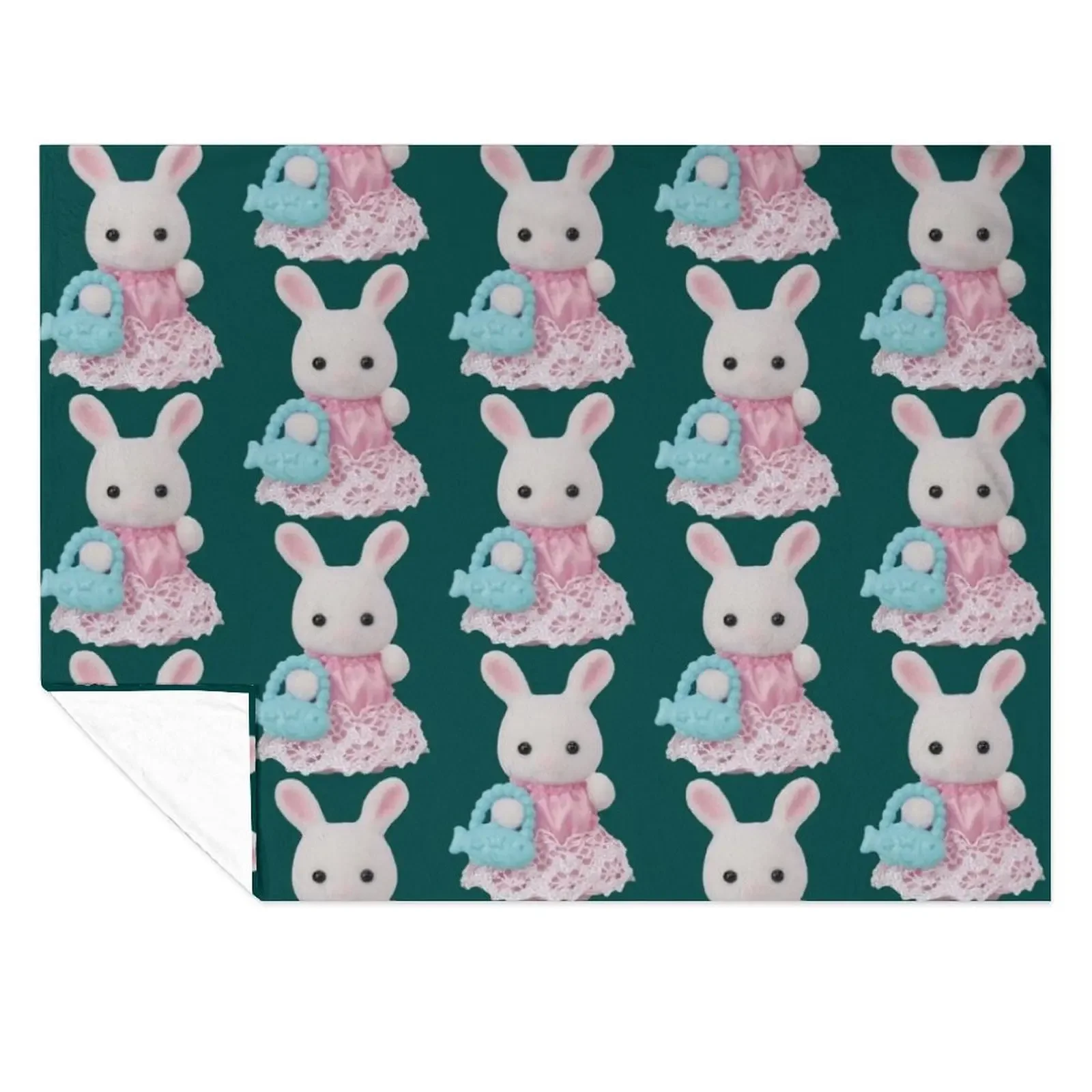 

bunny with fish purse Throw Blanket Personalized Gift Luxury Single Cute Blankets