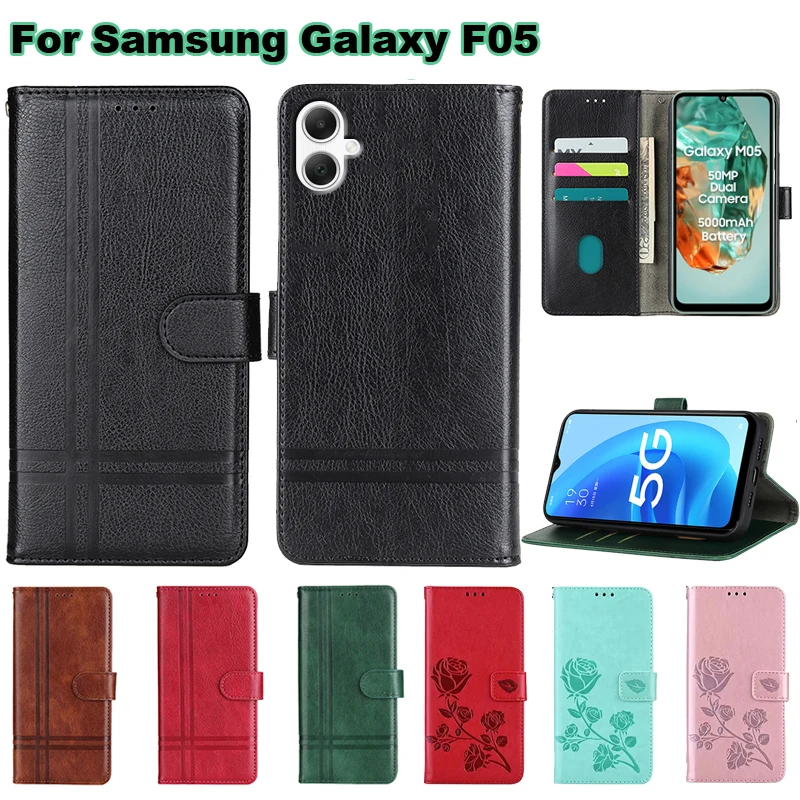 For чехол Samsung Galaxy F05 Case Wallet Phone Capas For Samsung Galaxy A05 SM-A055F Galaxy M05 SM-M055F SM-A055M Leather Cover