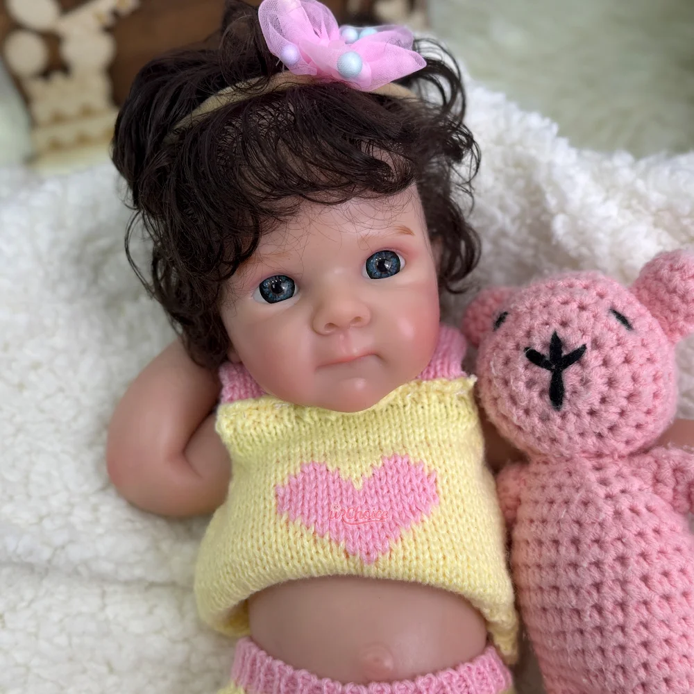 

12 Inch Lifelike Reborn Baby Doll Premium Handmade Rooted Hair Silicone Rebirth Bebe Gitl For DIY Art Gift & Holiday Present