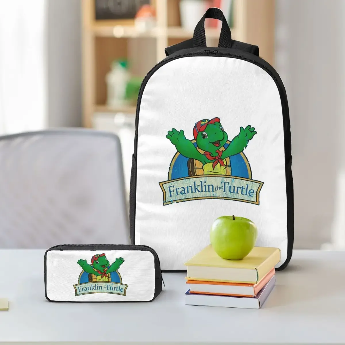 Vintage Franklin The Turtle Backpack Boys Girls BookBag School Bag Laptop Shoulder Bags 3ps Insulated Lunch Bag Pencil Case