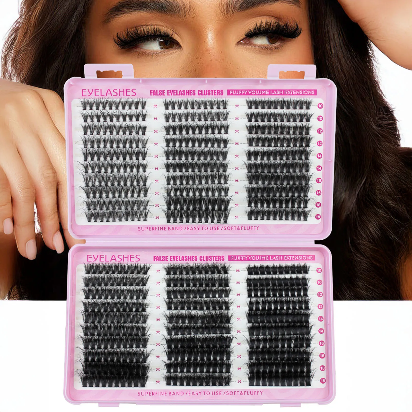 Kit de pestañas postizas individuales esponjosas, 30D/40D/50D, pestañas tenues europeas mixtas, libro de pestañas, herramienta de maquillaje de extensión de racimo
