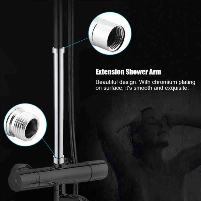 

Extension Shower Arm Stainless Steel Extender Tube Shower Head Extension Rod 10in