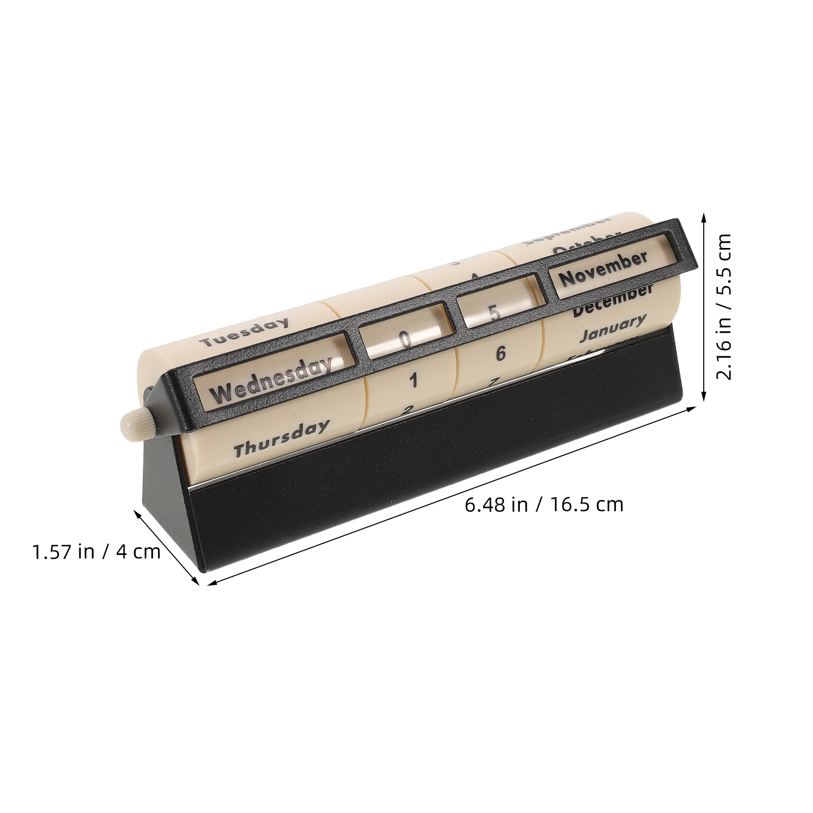 Rollender ewiger Kalender, manueller drehbarer Tischkalender, wiederverwendbare Metall-Tischplatte, dekorative Datumsanzeige für Büro, Zuhause, Studium
