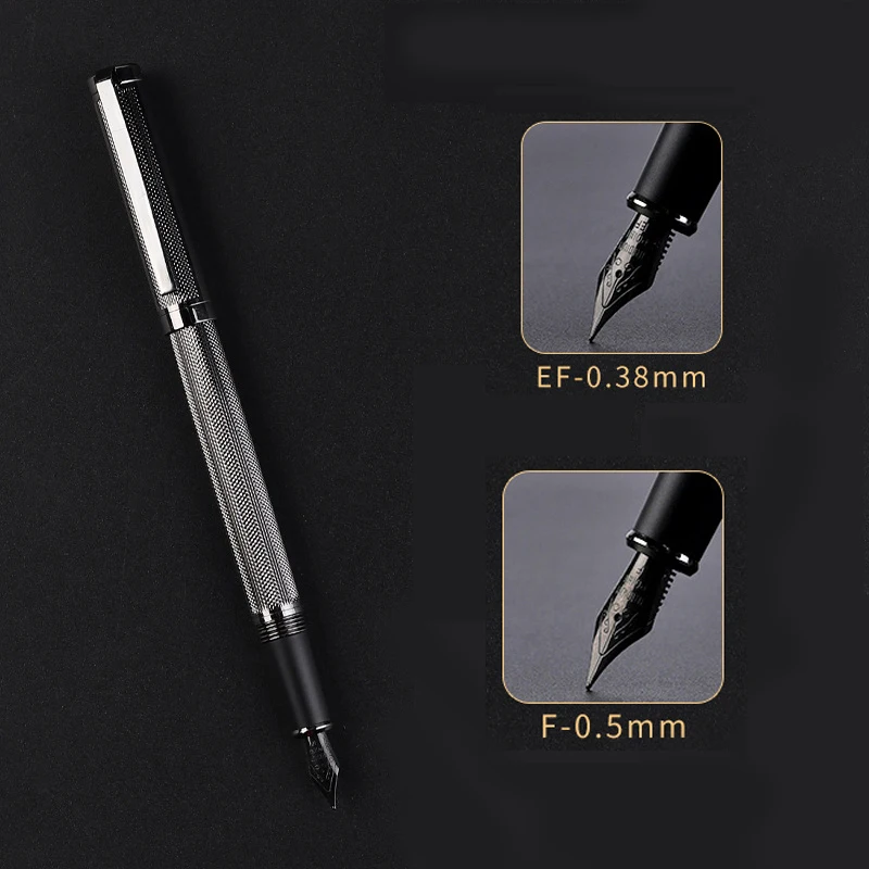Black Forest Metal Fountain Pen Titanium Black Extra Fine Nib Beautiful Texture Excellent Writing Gift Pen