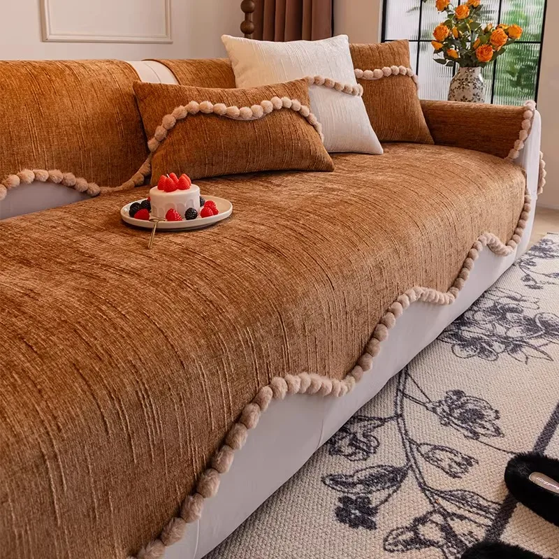 1 Stück Einfacher Jacquard-Sofabezug mit Rutschfester Oberfläche für Alle Jahreszeiten, Chenille-Sofaüberwurf für Wohnzimmer, Sitzkissen-Schutz, Möbeldekoration