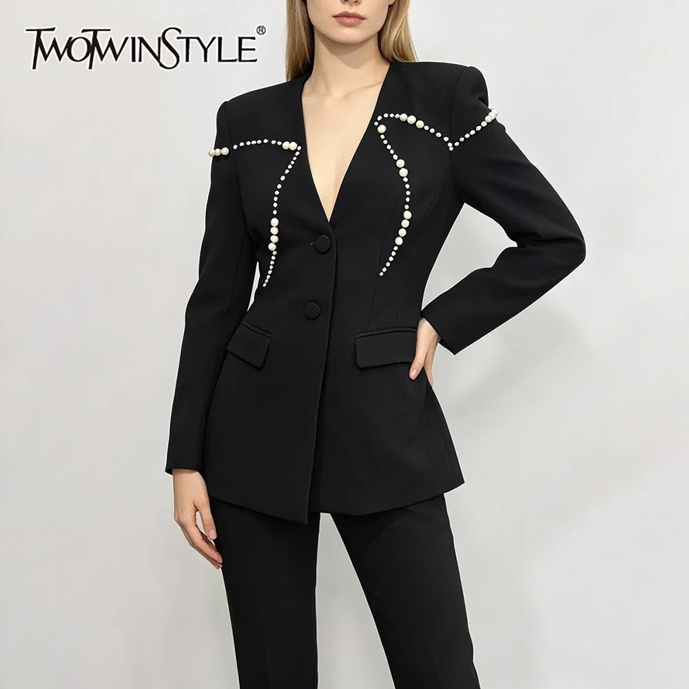 Women Formal Wear With Black Blazer - TWOTWINSTYLE Premium Black Blazer For Women
