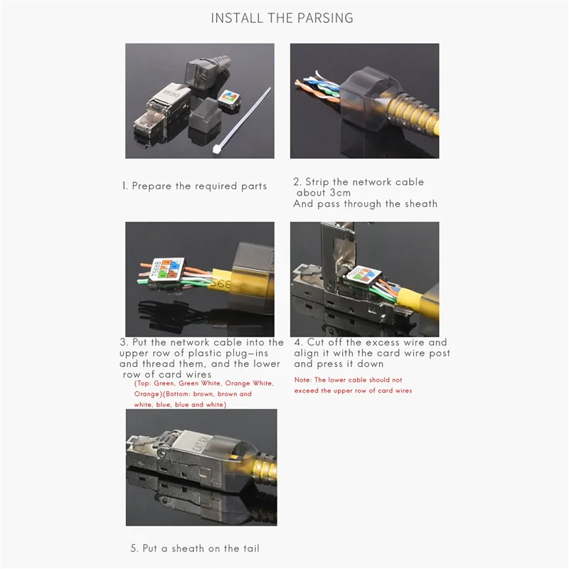 

ABUF-24 шт., экранированный разъем RJ45 Cat 7 без инструментов, вилка Cat7/разъем Cat7, модульные разъемы 23/24AWG-черный