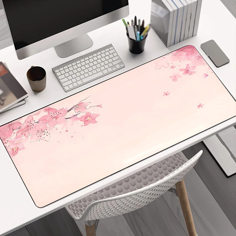 

Pink Cherry Blossoms Speed Locking Edge Large Mouse Pad Gaming Mousepad XXL keyboard pad Non-Slip Office Carpet Laptop Mice Pad