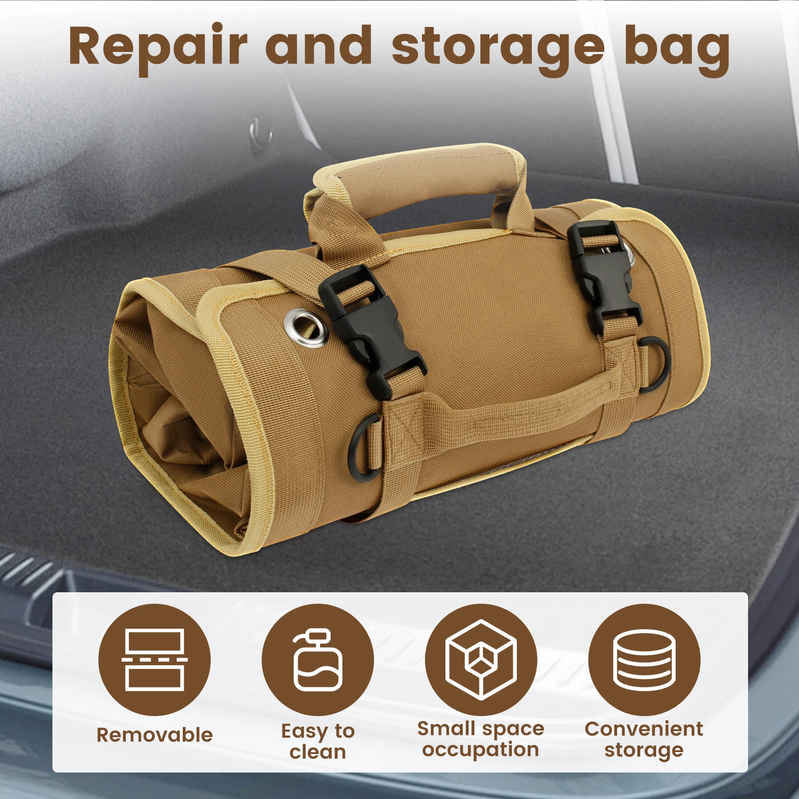 Reel Tool Bag Organizers Wear Resistant Thickened Oxford Cloth Multi Pockets Wrench Screwdriver Pliers Rolled Storage Bag