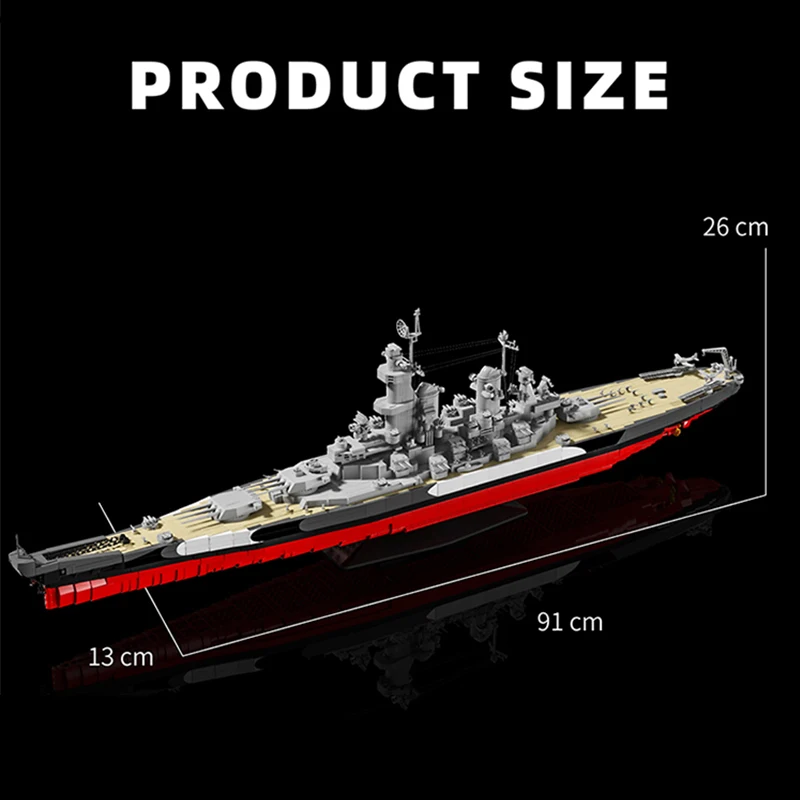 2568PS 1:300 مقياس يو اس اس اس ميسوري سفينة حربية ألعاب مكعبات البناء ديكور المنزل سطح المكتب الحلي سفينة الطوب نموذج التجمع اللعب #6
