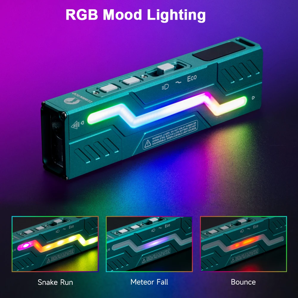 EDC LED LEP Flashlight Magnetic Tail Outdoor Camping Lantern Multi-function RGB/UV Light USB C Rechargeable Lamp Moonbox 3.0