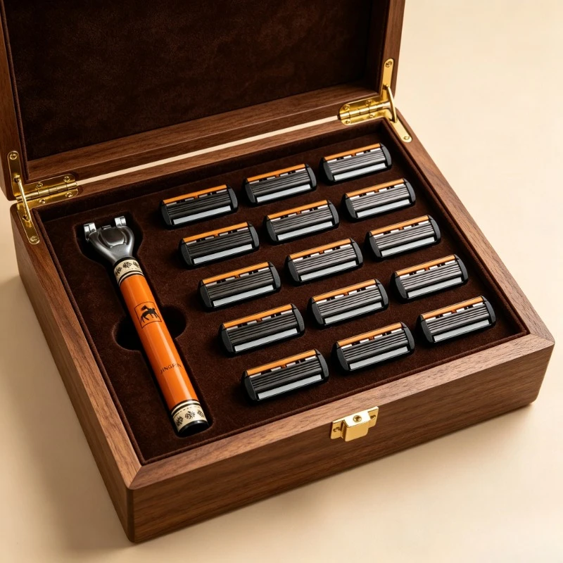 16pc Manual Razor Set: 1 Handle +15 Blades, 6-Layer Smooth Shave, Rinseable, for Face/Body/Intimate Area, Unisex Gift for Dad