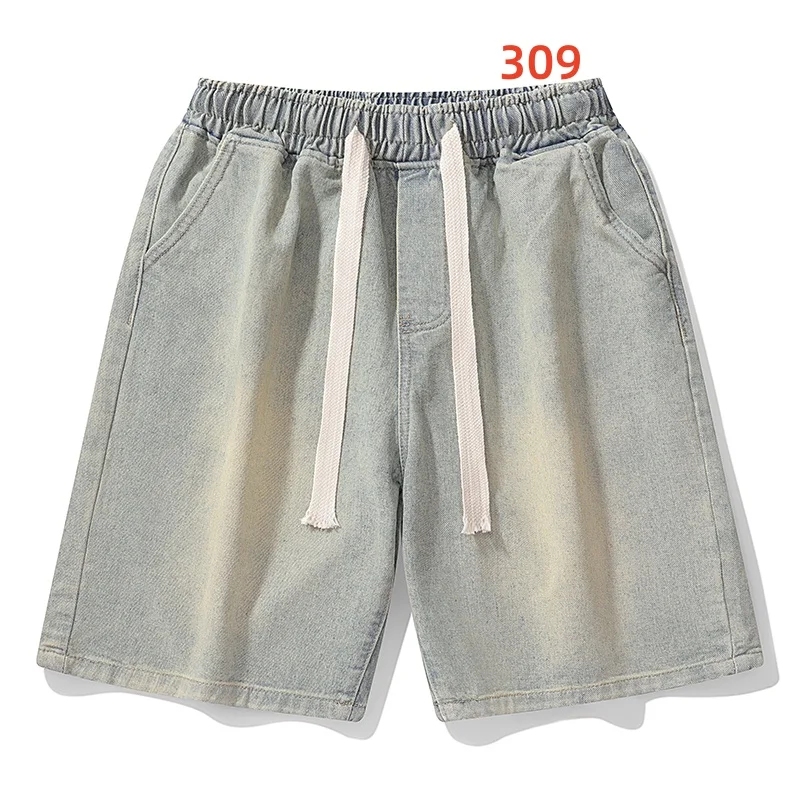 الصيف الرجال شورت جينز غير رسمي فضفاض وعصري طول الركبة الدنيم السراويل الرجعية الرجال الدنيم الجديد خمسة أرباع السراويل #2