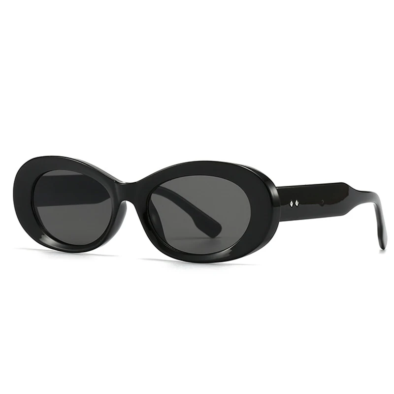 Vintage Luxury Designer Oval Sunglasses Women Fashion Brand Sexy Black Women\'s Sunglasses Small Thick Frame Shades Trends Summer