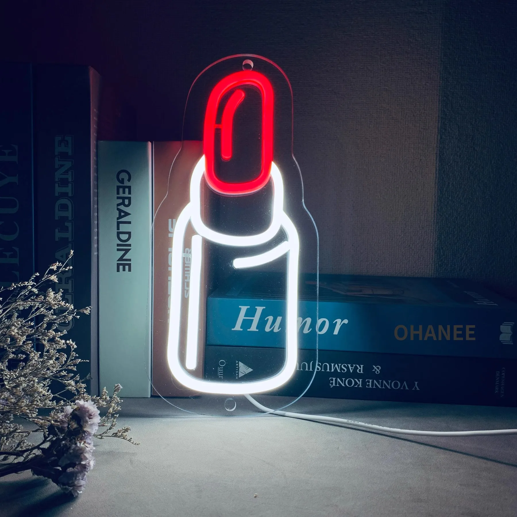 Lipstick LED neon lights women's birthday gifts room decoration light bedroom bedside lights personalized interesting store sign