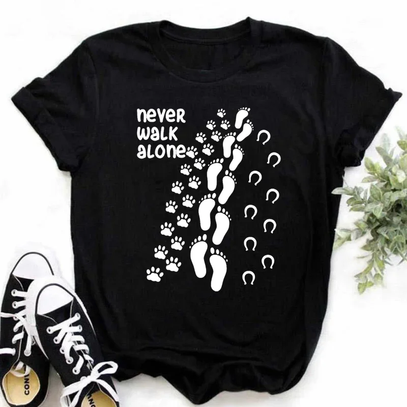 Maycaur Dog Paws Printed T Shirt Casual Women Clothes Funny Women Shirt Loose Summer T Shirts Harajuku Tee Aesthetic Black Tops