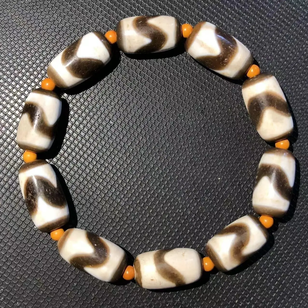 Magic Power Tibetan Old Agate Tiger teeth Cinnabar Totem dZi Bead bracelet