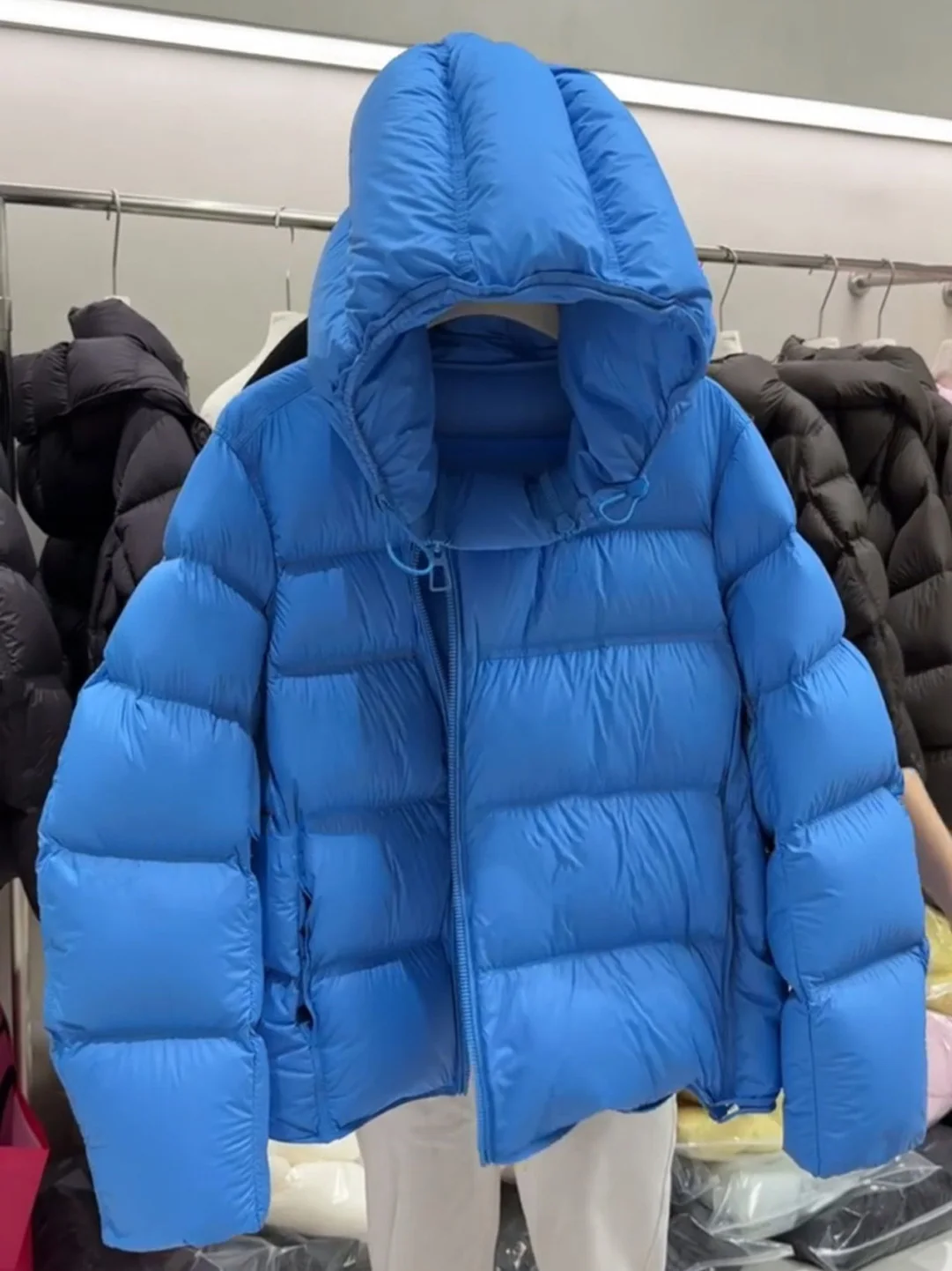 

Blue Hooded Puffer Cotton Jacket Thick Warm Fashionable Winter New Arrival Versatile Trendy Outerwear Korean Style Loose Fit