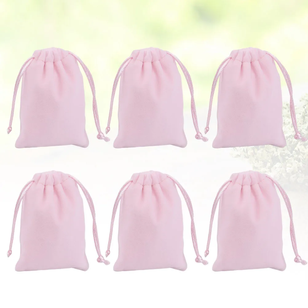 

6Pcs Flannel Drawstring Bags Luxury Jewelry Pouches for Gift Wedding Party Candy Storage Small Items Travel Accessories