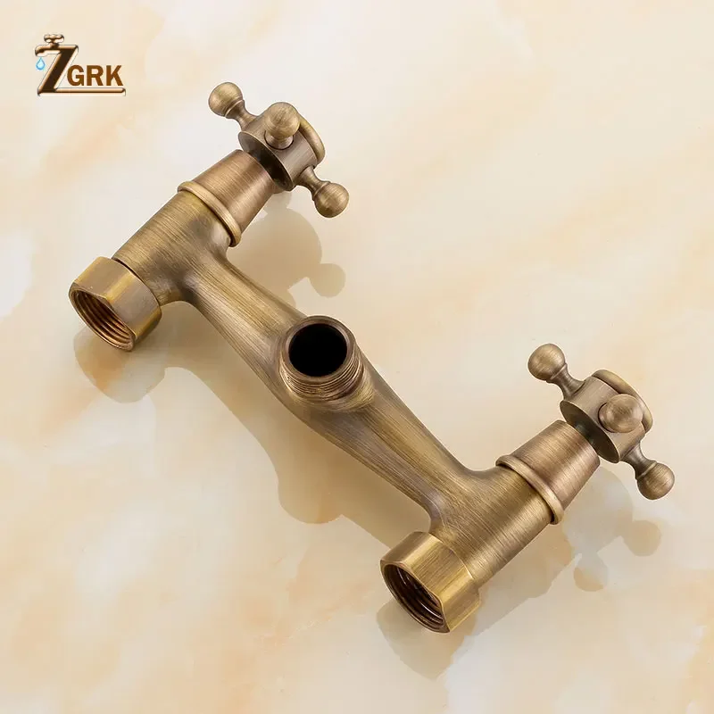 Imagem -05 - Zgrk Torneiras da Banheira de Bronze Torneira do Banheiro Misturadora Wall Mounted Bath Faucet com Chuveiro Mão Bronze Antigo Banho Chuveiro Conjunto