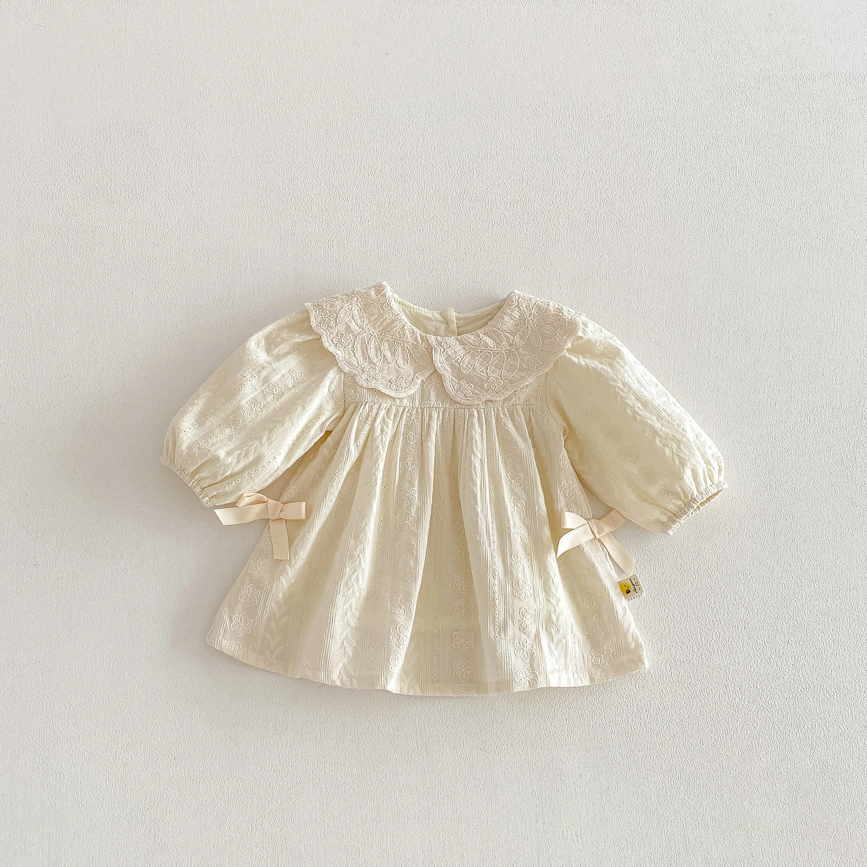 

Весна 2026: Новинка! Платье для девочек в корейском стиле с воротником, в клетку, с длинными рукавами — Свежее и милое платье в стиле принцессы с бантом-бабочкой