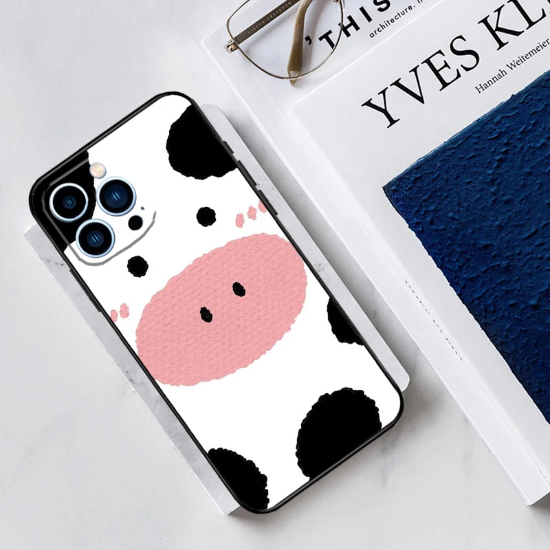 Cut Cow Case For iPhone 15 16 13 11 12 14 Pro Max Mini 7 8 14 15 16 Plus XR XS Max X Back Cover