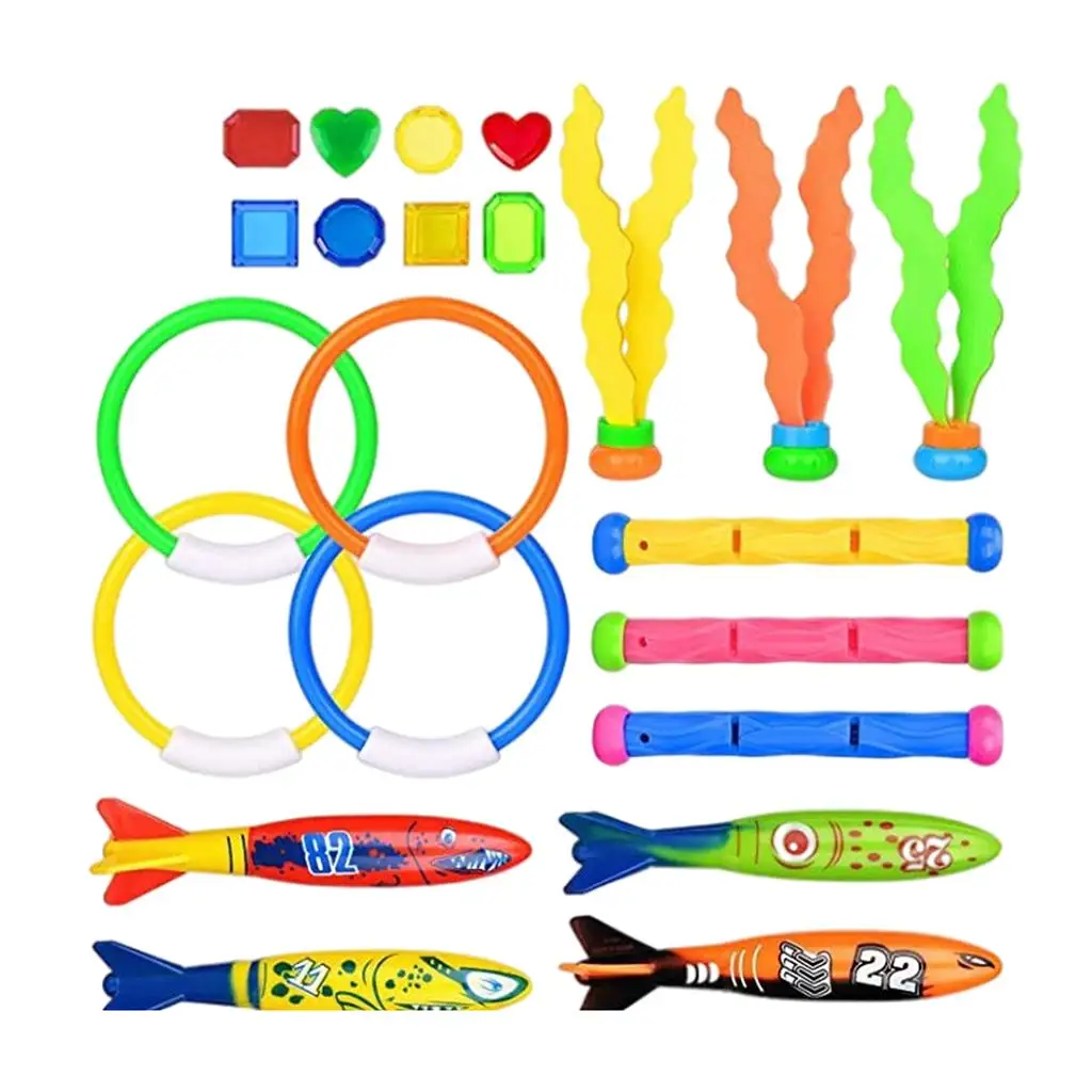 Plastic Underwater Diving Kit Swimming Pool Toy Diving Rings for Kids