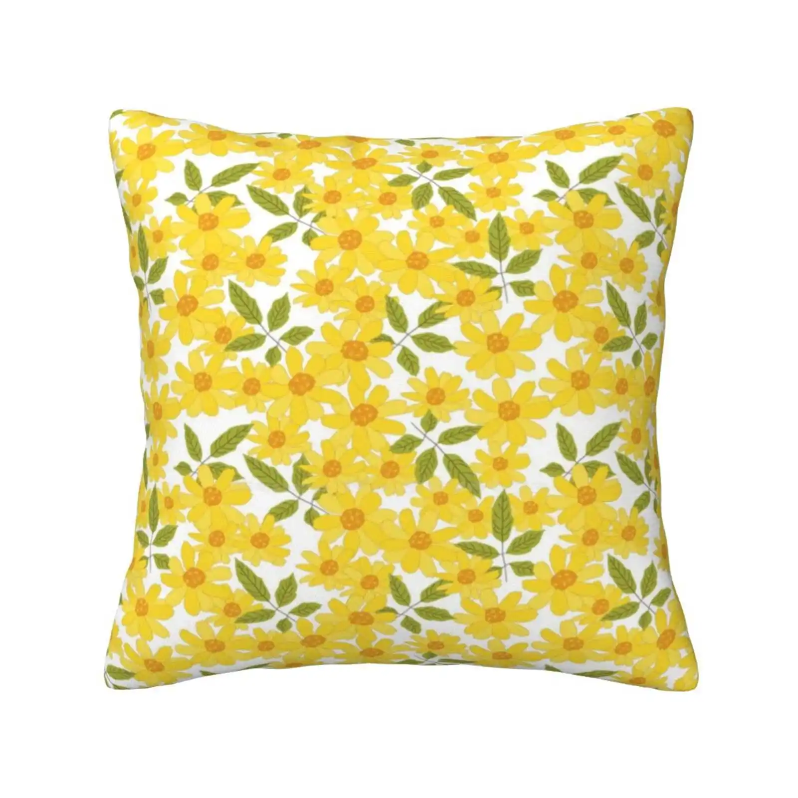 Yellow Zinnias Pillow Cover Hug Pillowcase Zinnia Yellow Horticulture Flower Garden Spring Fall